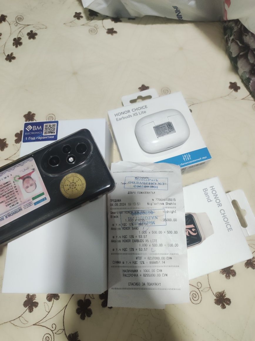 Honor 200 pro 12+12/512 qora