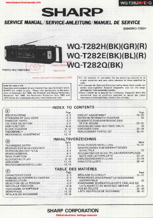 Service Manual SHARP Operator's Manual AKAY SCOT Panasonic