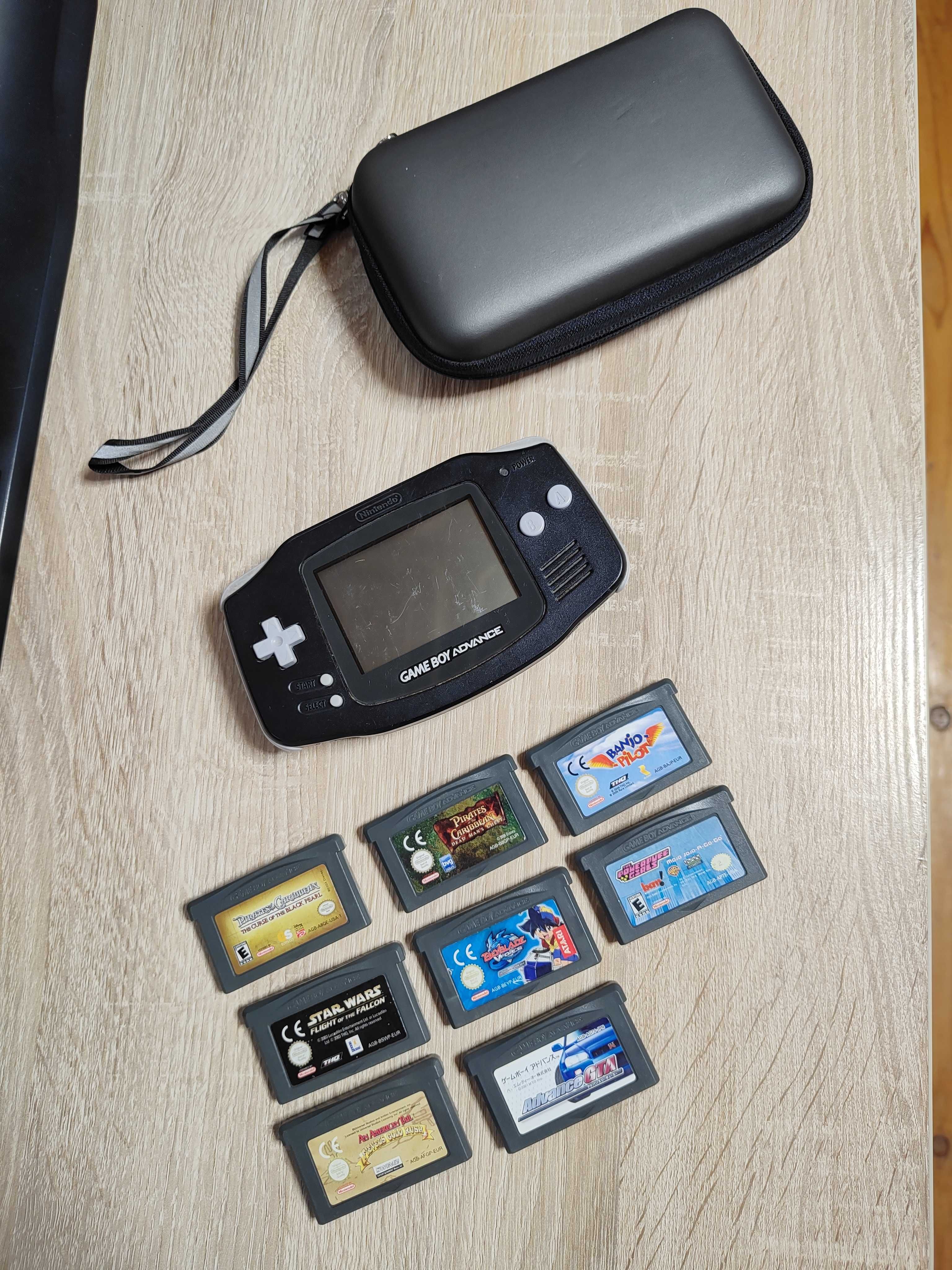Consola retro Nintendo GameBoy Advance + 8 jocuri + husa