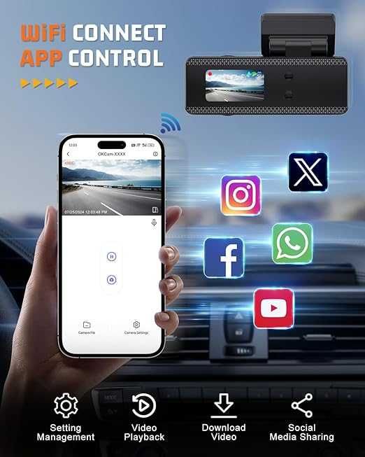 Penemay 4K предна даш, видеорегистраторна камера  с 32GB карта, WiFi