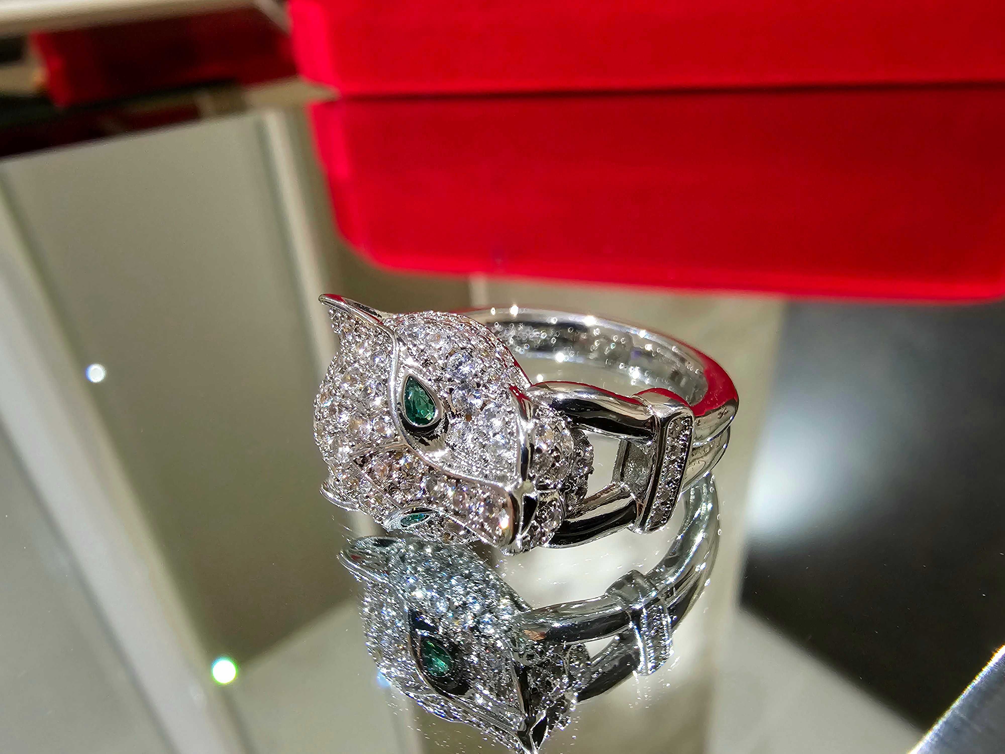 CARTIER Panthere de Cartier White Gold Paved Head Diamonds Пръстен