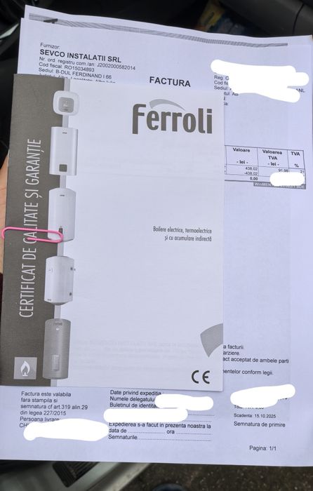 Boiler electric nou sigilat 15 litri