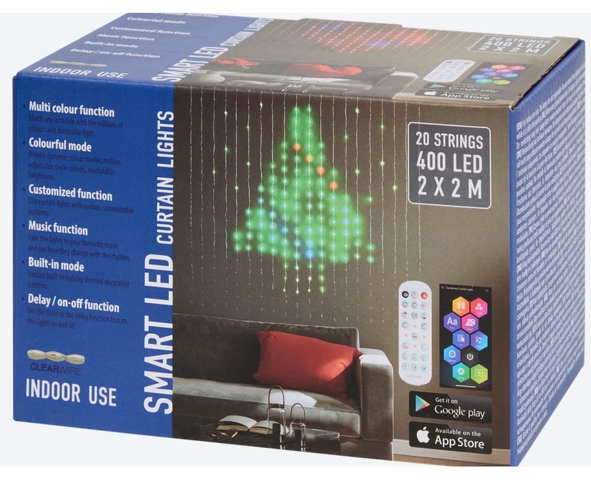 Iluminare perdea cu leduri cu telecomanda, 400 leduri