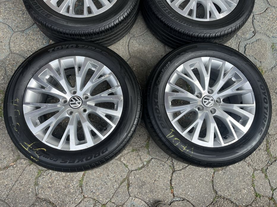 Jante aliaj 5x112mm, anvelope 225/55 R17, VW Passat, Tiguan, Sharan