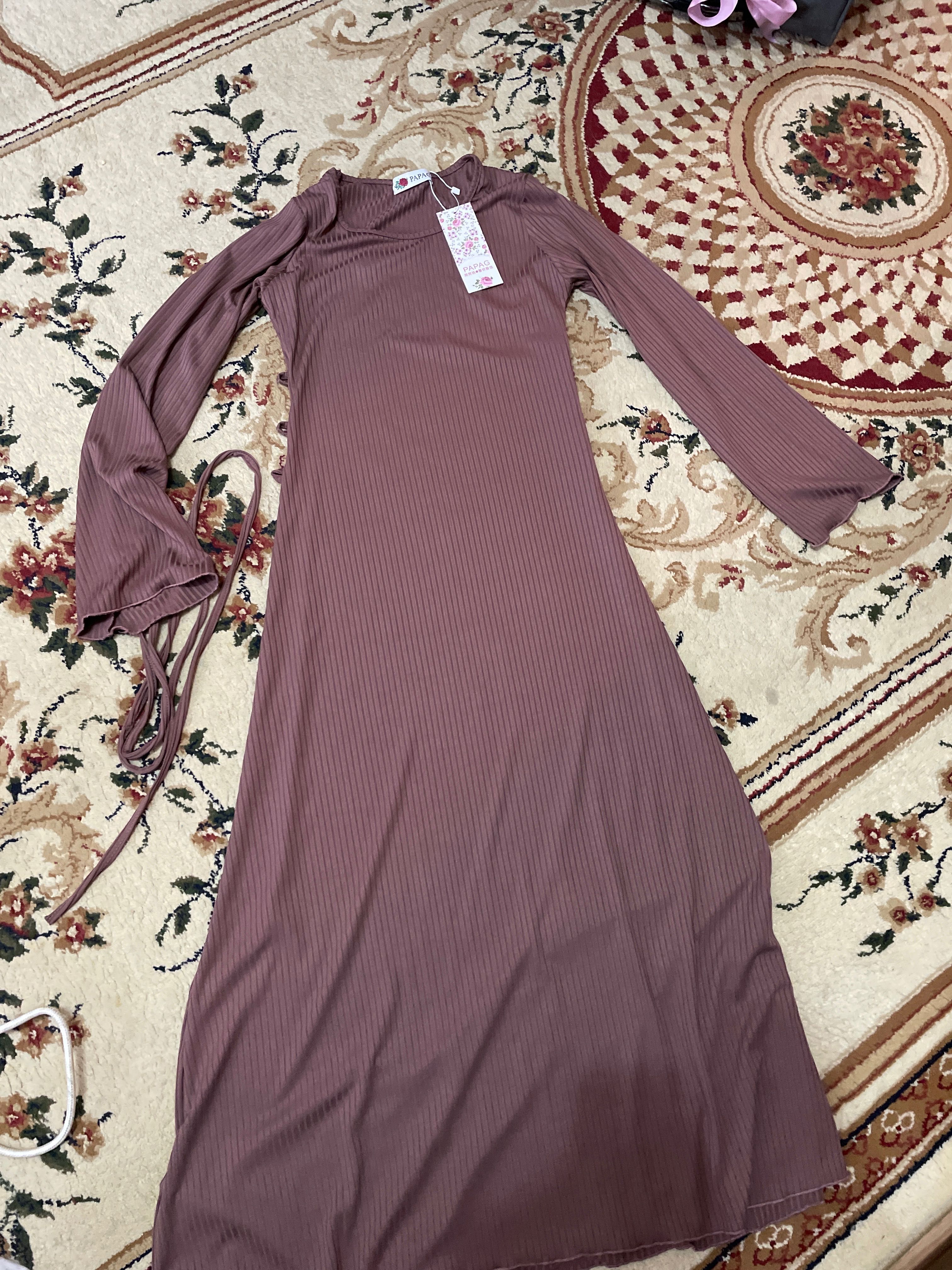 Платье на завязках, новое, коричнево-коралловое, размер стандарт