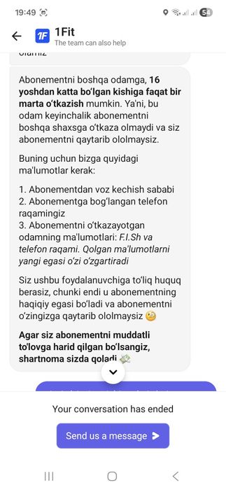 1fit abonomenti sotiladi 9oyga