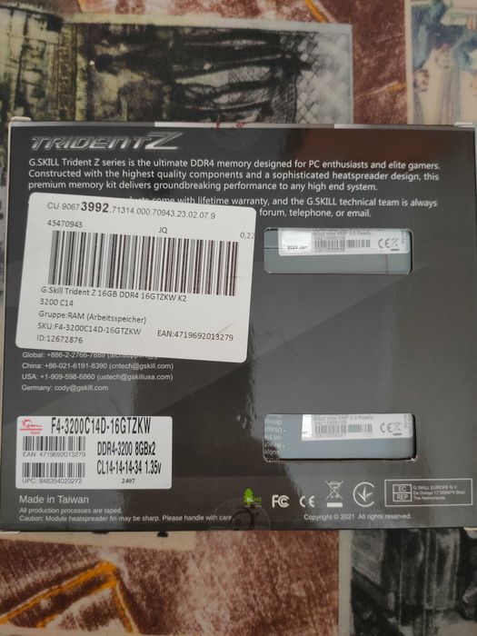 ОЗУ G.Skill Trident Z 16GB 3200 DDR4 16Gb cl14-14-14