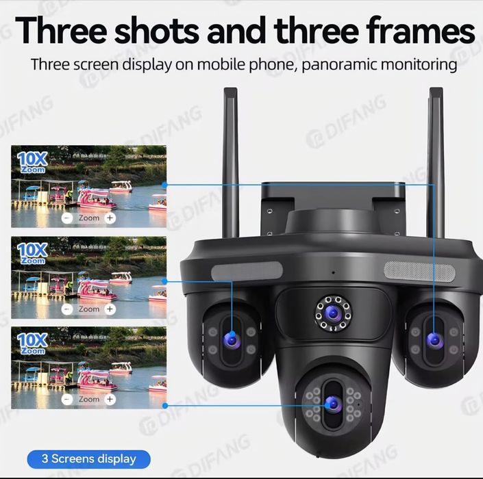 Камера видеонаблюдения для дома, уличная c WIFI 980° Ultra HD, 4 камер