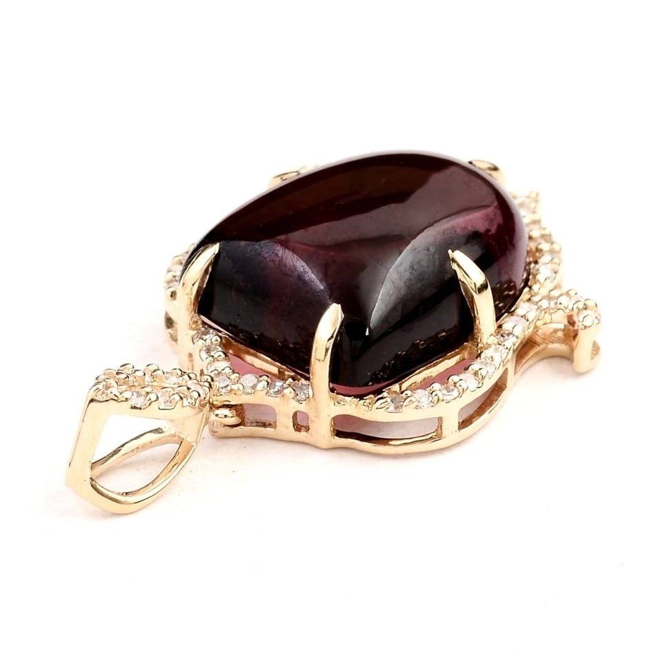 Pandantiv din aur 18K cu rubellit natural 5.96 ct și diamante –