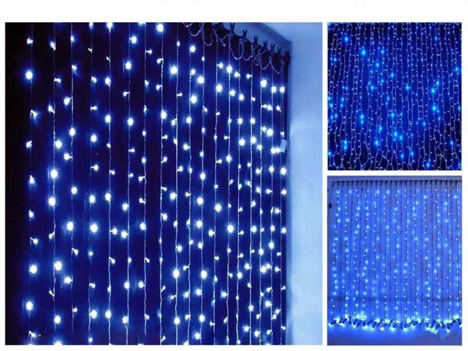 Коледна украса - LED светеща завеса, 300x60 см. Цветове -