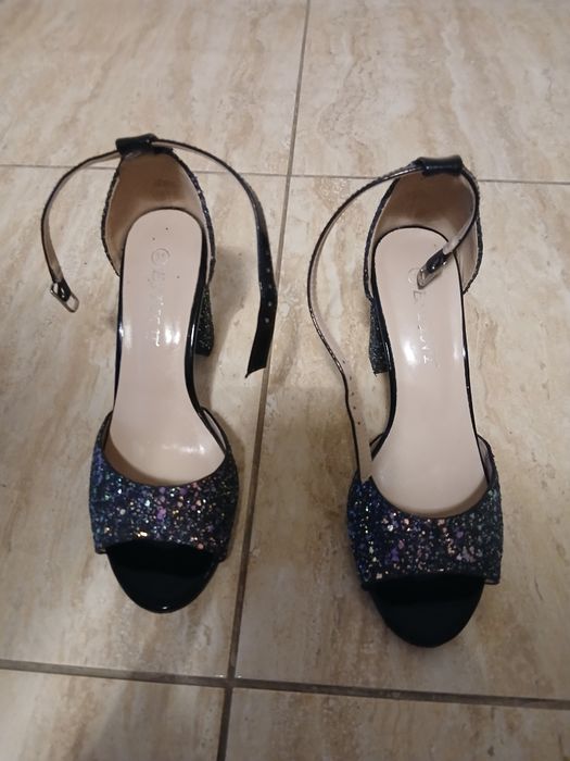 Sandale dama culoarea albastra cu sclipici