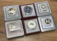 Монеты серебро позолота на подарок космос тотемы филин аттила
