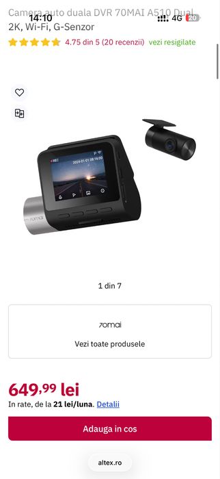 Camera Auto 70mai Dual Full Hd