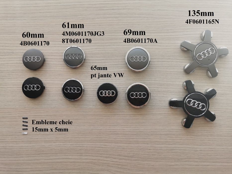Capacele centrale jante aliaj AUDI A1,A2,A3,A4,A5,A6,A7,A8,Q3,Q5,Q7