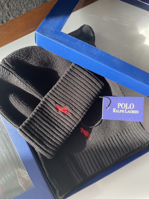 Мъжки подаръчен комплект шал и шапка в кутия Polo