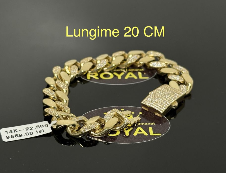 Bijuteria ROYAL : Bratara AUR NOU 14 K model Cuban / 22.50 GR