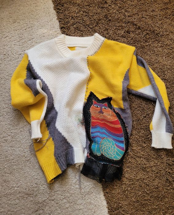 Pulover tricotat "Cat" multicolor