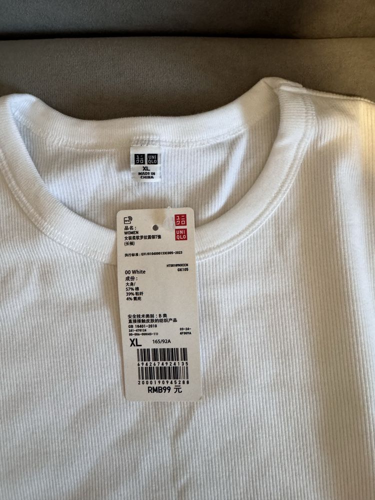 лонгслив белый uniqlo