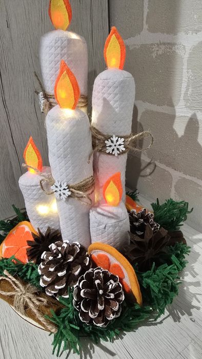 Коледни свещи от текстил