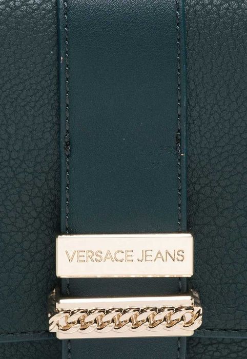 %ПРОМО% VERSACE JEANS – Дамска кожена чанта в тъмно зелено 15x20x5 см