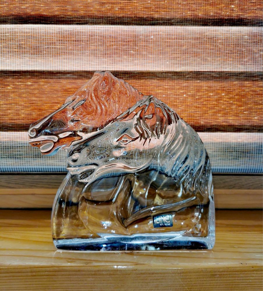 Коне фигура кристална скулптура глави на коне в галоп ILINE Crystal !