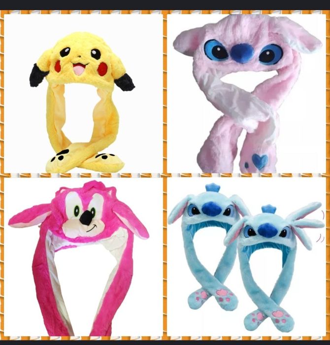 Светеща плюшена шапка с мърдащи уши, стич,соник,пикачу
Stich, sonic, p