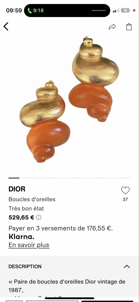 Christian Dior Dune винтидж обеци