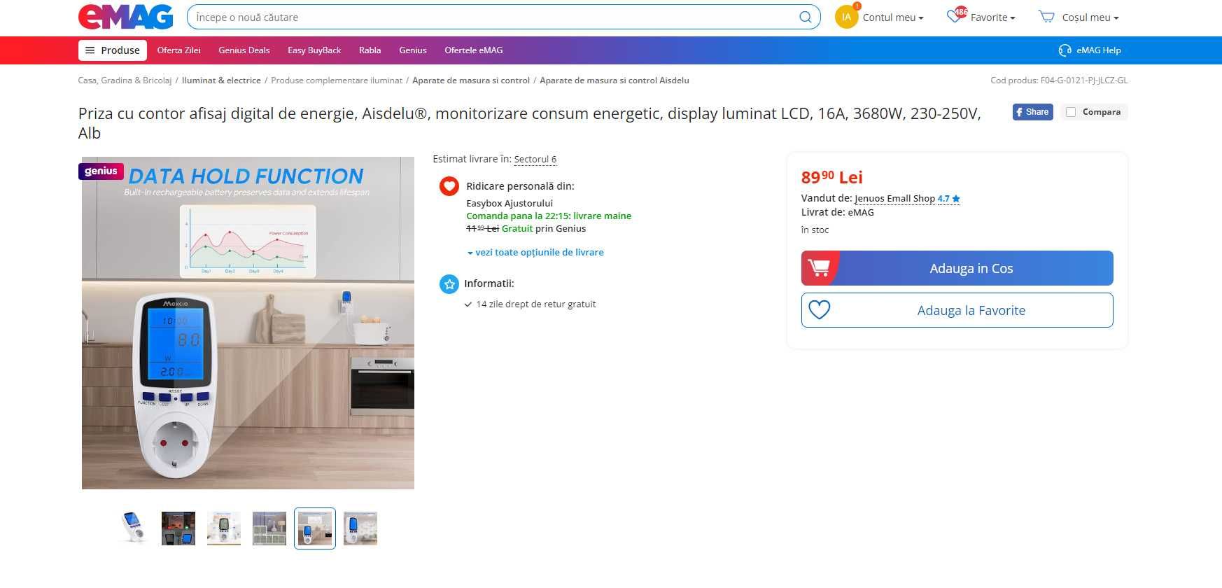 Dispozitiv masurat curent electric consum , amp, tens, LCD de la 89RON