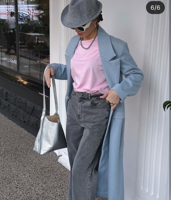 Шикарное женское длинное пальто из Pink Island, размер 48