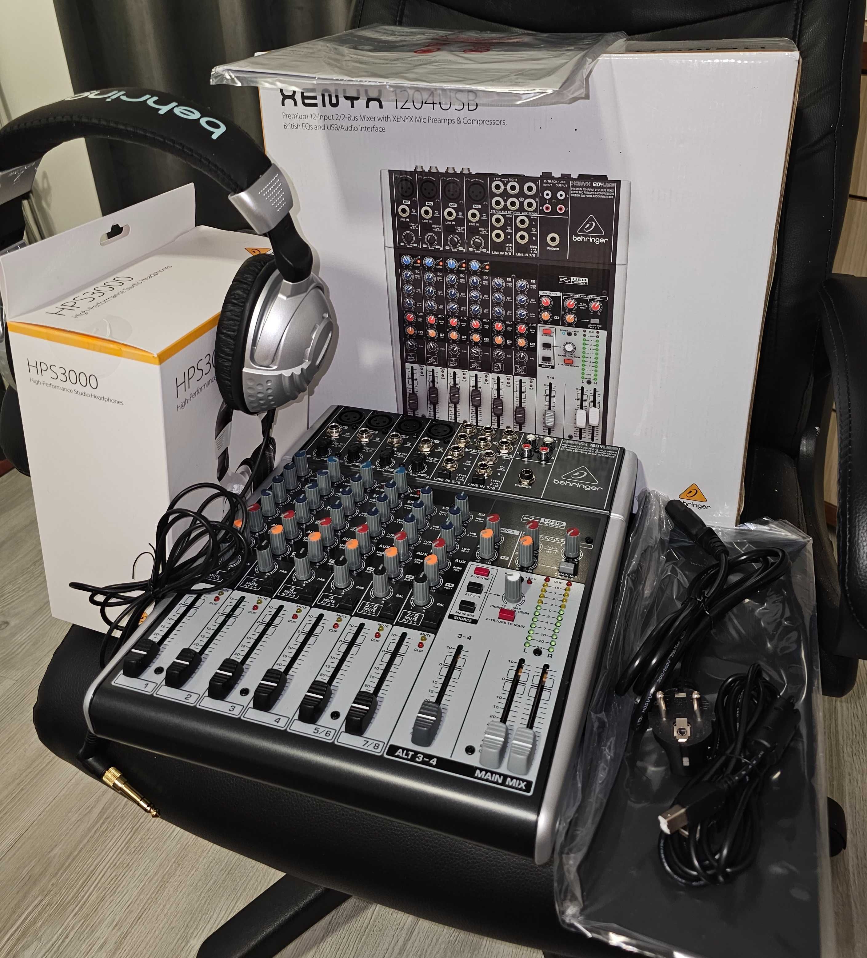 Mixer Behringer XENYX 1204USB + Casti Behringer HPS3000