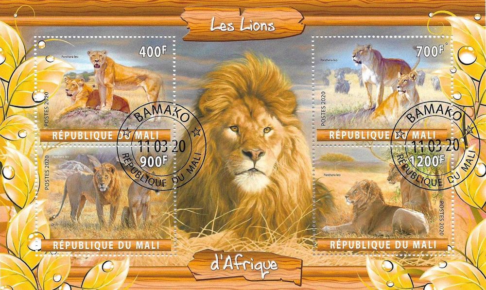 Super timbre colita Republique du Mali tematica fauna animale LEUL