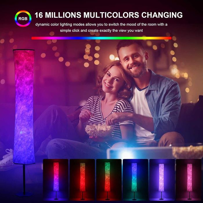 WiFi RGB LED Подова лампа 146см димируема синхронизация с музика
