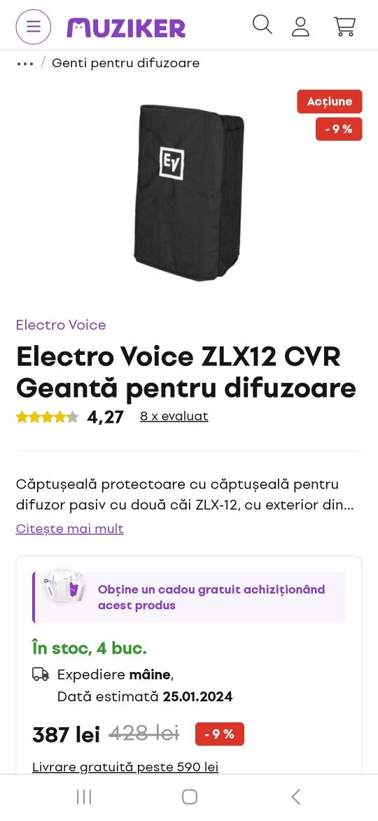 Ekectro voice zlx 12 bt + husa protectie