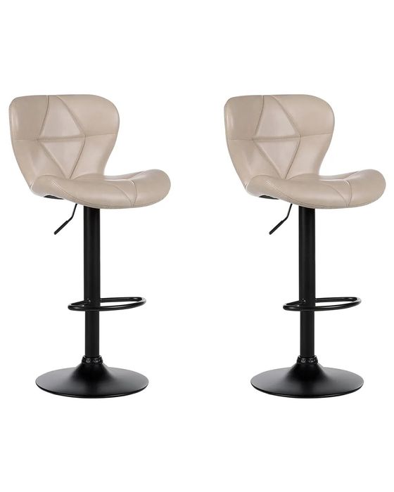 NOU Set 2 scaune bar "VALETTA", piele ecologică, bej