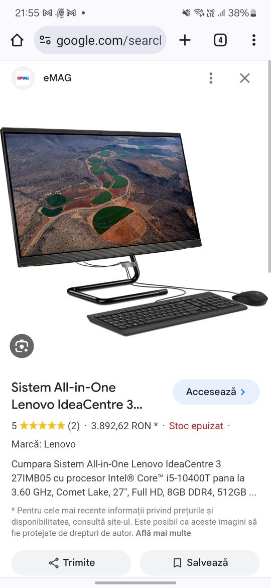 All-in-One 27" i5-10400T 12GB DDR4,SSD M.2512GB UHD 4K