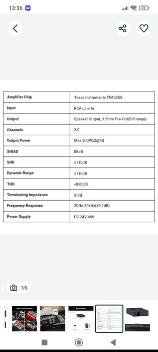 Amplificator Fosi Audio V3 , 2x300 Watt , Hi-Fi Stereo Audio Amplifier