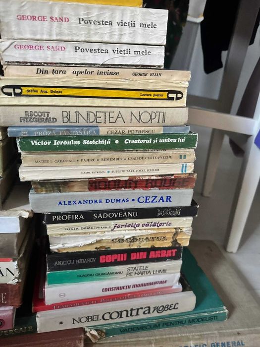 Manuale, romane și cărți școlare din anii 1980.