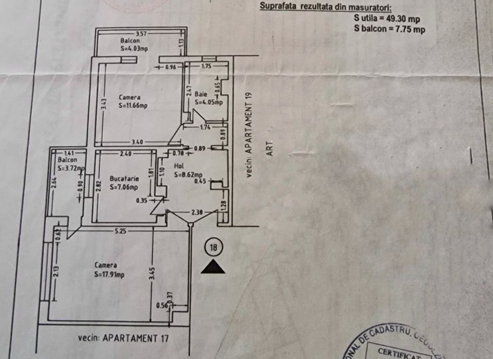 Apartament 2 camere decomandat,56 m2, centrala proprie, 2 balcoane.