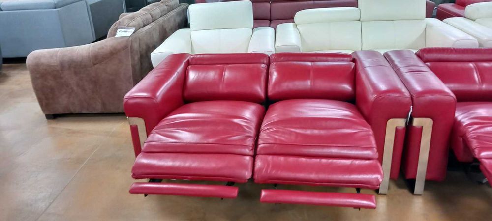 ПРОМОЦИЯ!!! Червен комплект двойка и фотьойл с ел. релакс механизъм