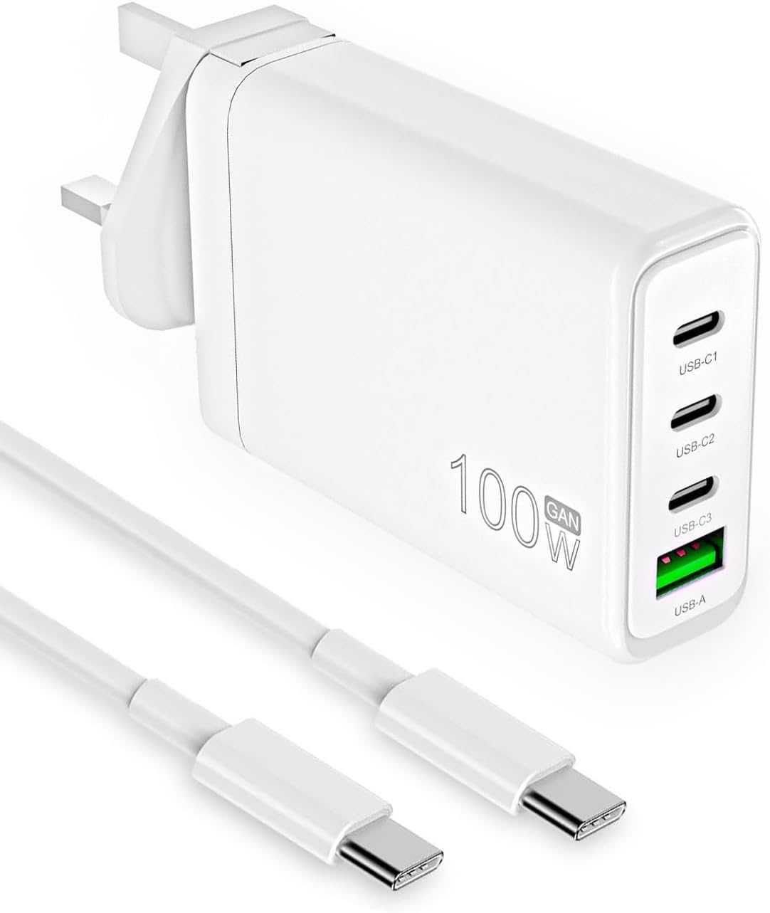 100W USB C зарядно устройство, 4 порта GaN