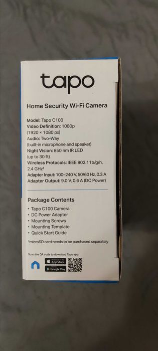 Camera video supraveghere Wireless TP-LINK Tapo C100, Full HD, IR