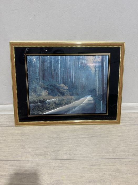 Картина Лесная дорога в золотой рамке