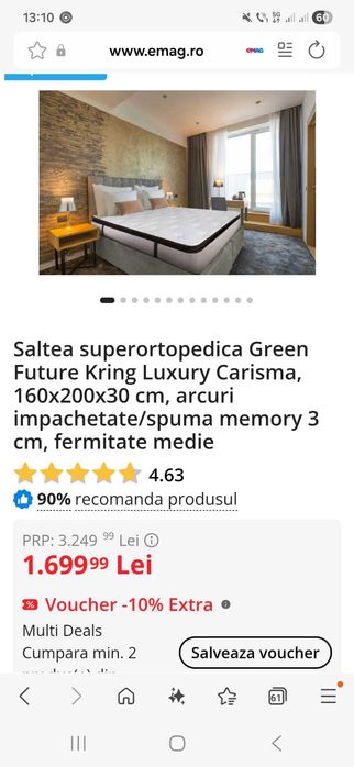 Vand saltea superortopedica LUXURY CARISMA 160×200×30cm