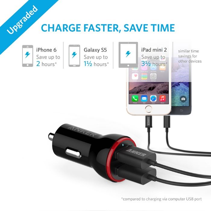 Anker PowerDrive 2 Lite-12W USB зарядно с два порта