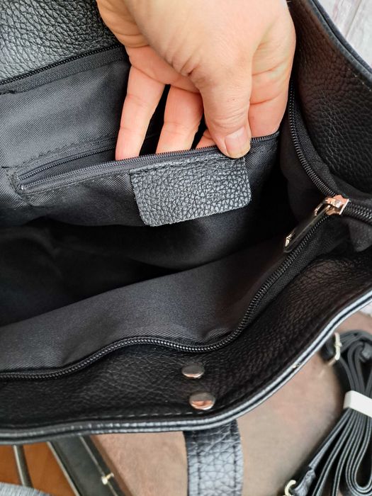 дамска чанта,черна кожена торба-естествена кожа