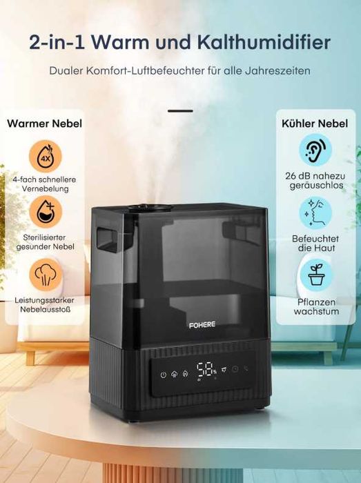 Umidificator cu abur cald și rece FOHERE 6L