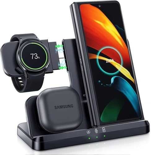Ново Samsung 3 in 1 зарядно: телефон, часовник, слушалки + USB кабел