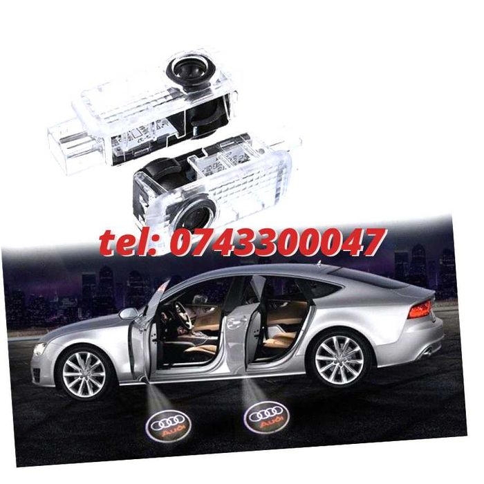 Set Lampi Led Holograme Proiectoare Logo Portiera Audi A3 A4 A5 A6 Q3
