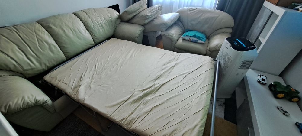 Canapea/2fotolii piele naturala MOBEXPERT extensibila