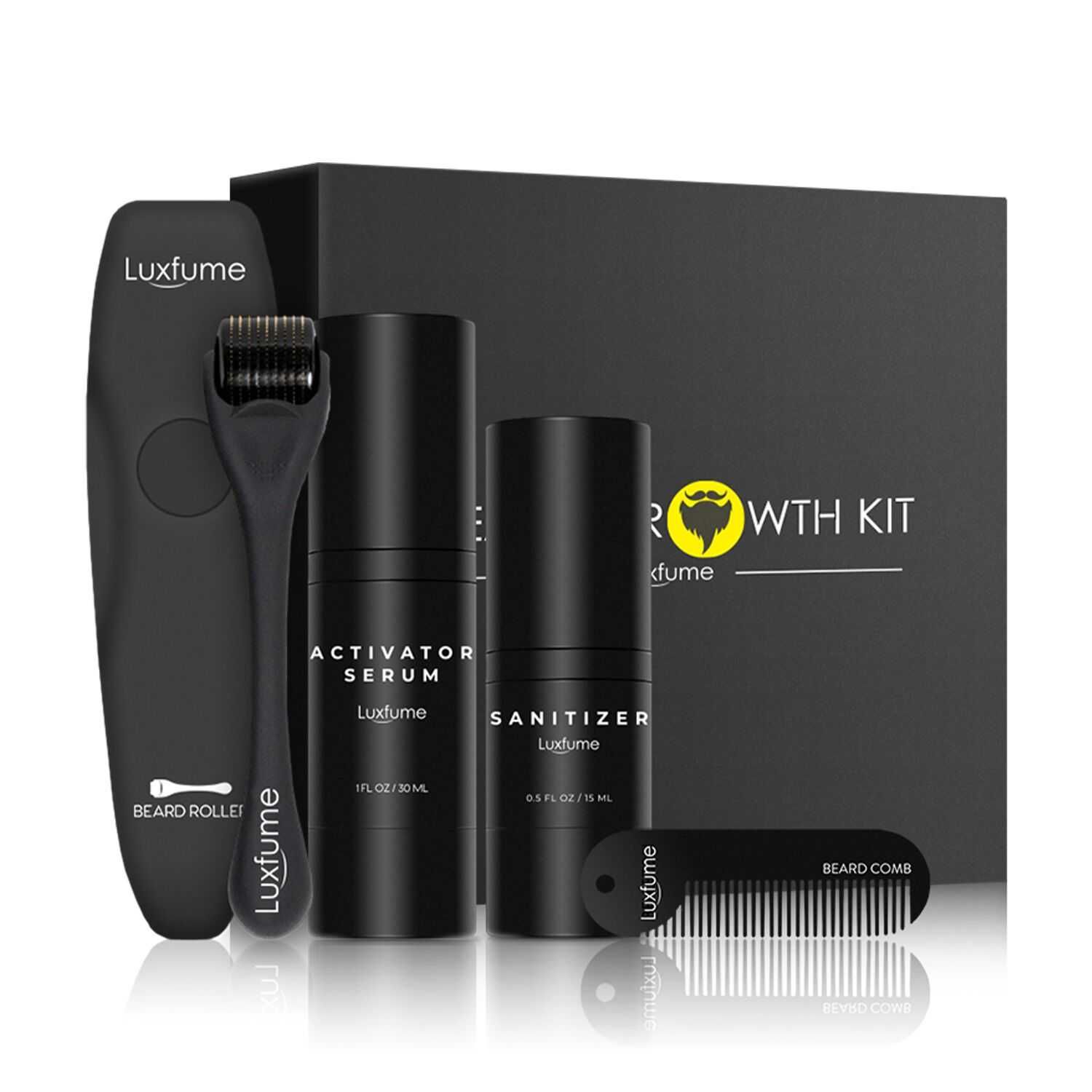 Kit barba, set barba: roller, pieptan, dezinfectant 15 ml, ser